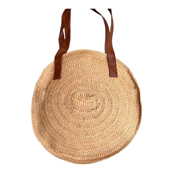 Round Woven Straw Purse Shoulder Bag Boho - Picture 2 of 4